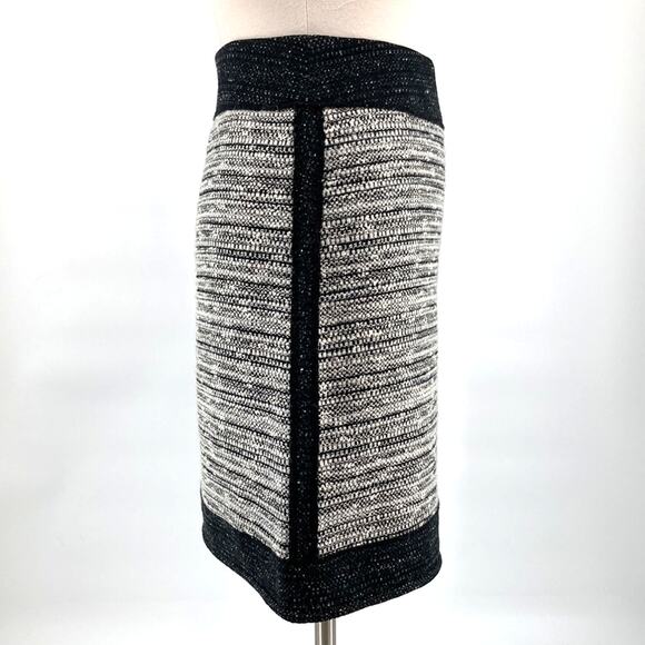 Worth Womens Black White Tweed Panel A-Line Skirt Size 8 - Picture 2 of 16
